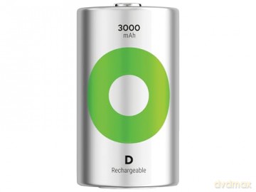 GP - ReCyko Rechargeable Battery, Size D, 3000 mAh, 1.2V (2-pack)