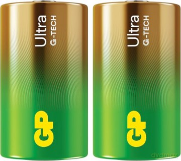 GP - Ultra Alkaline Battery, Size D, 13AU/LR20, 1.5V (2-pack)