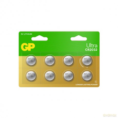 GP - Ultra Lithium Cell Battery CR2032, 3V (8-pack)