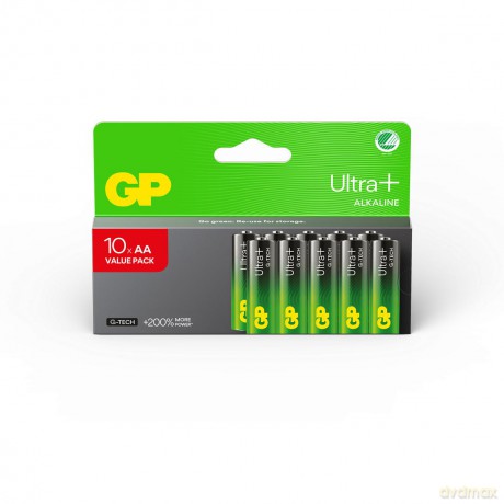 GP - Ultra Plus Alkaline Battery, Size AA, 15AU/LR6, 1.5V (10-pack)
