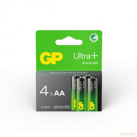GP - Ultra Plus Alkaline Battery, Size AA, 15AU/LR6, 1.5V (4-pack)