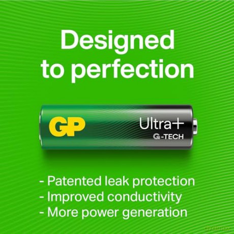 GP - Ultra Plus Alkaline Battery, Size AA, 15AU/LR6, 1.5V (4-pack)