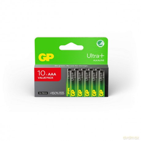 GP - Ultra Plus Alkaline Battery, Size AAA, 24AU/LR03, 1.5V (10-pack)