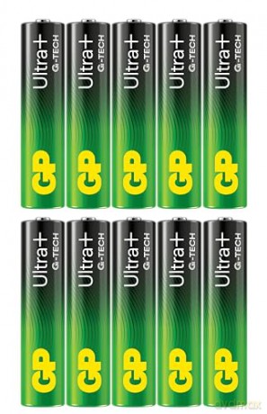 GP - Ultra Plus Alkaline Battery, Size AAA, 24AU/LR03, 1.5V (10-pack)