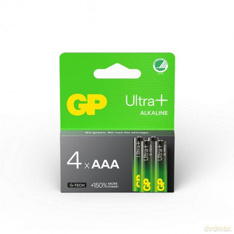 GP - Ultra Plus Alkaline Battery, Size AAA, 24AU/LR03, 1.5V (4-pack)