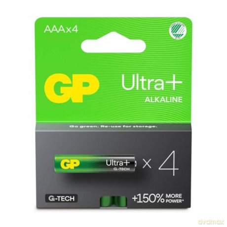GP - Ultra Plus Alkaline Battery, Size AAA, 24AU/LR03, 1.5V (4-pack)