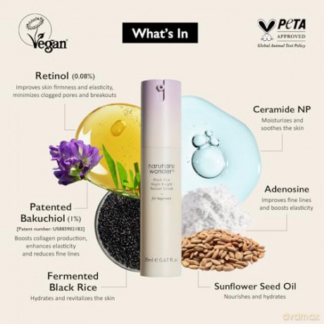 Haruharu Wonder - Black Rice Night Knight Retinol Serum - Black - 20 ml