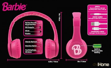 iHome - Barbie Premium Bluetooth Headphones