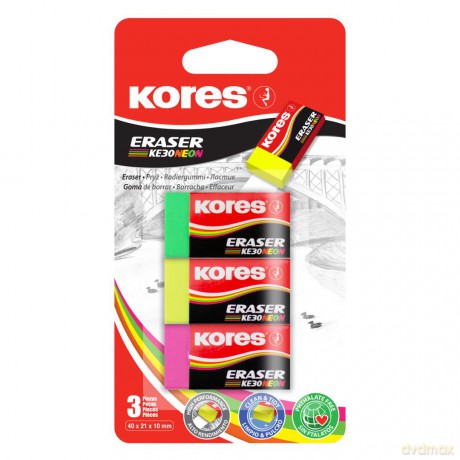 Kores - KE30 Neon Erasers - 3-pack (740313)