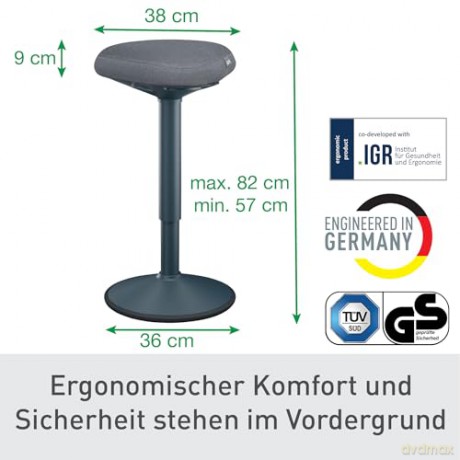 Leitz - Standing stool Active Comfort seat dark grey