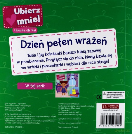 Dzień pełen wrażeń. Ubierz mnie! Ubranka dla Tosi [KSIĄŻKA]