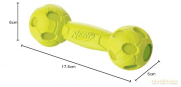NERF - Nerf Dog Squeak Barbell - Green/Red - Medium