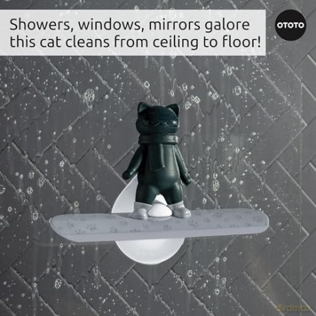 Ototo - Chill Cat Squeegee - Muted Grey and Dark Blue - Compact