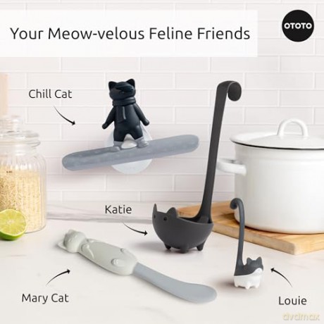 Ototo - Chill Cat Squeegee - Muted Grey and Dark Blue - Compact