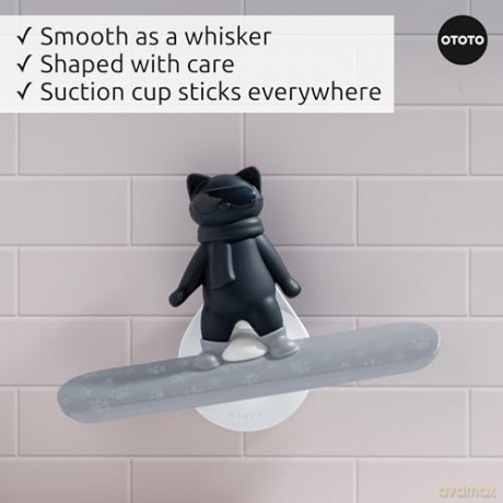 Ototo - Chill Cat Squeegee - Muted Grey and Dark Blue - Compact