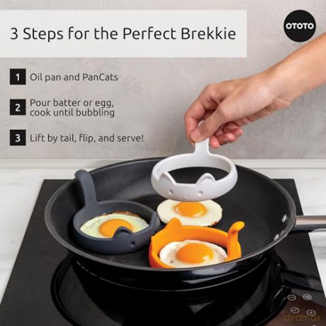 Ototo - Egg Mould - PanCats - Hvid, Gr, Orange