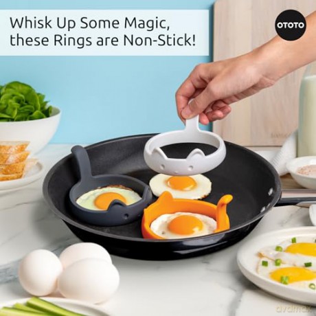 Ototo - Egg Mould - PanCats - Hvid, Gr, Orange