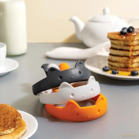 Ototo - Egg Mould - PanCats - Hvid, Gr, Orange