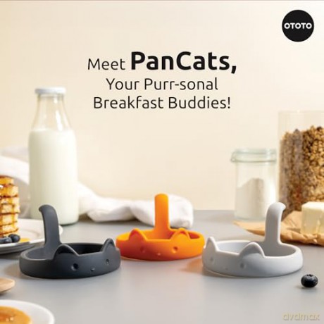 Ototo - Egg Mould - PanCats - Hvid, Gr, Orange