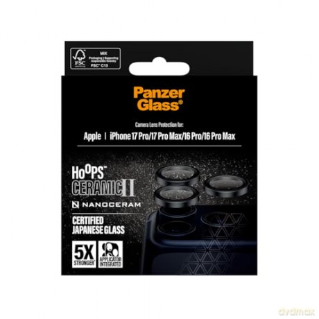 PanzerGlass - Hoops Ceramic II Camera Lens Protector - iPhone 17 Pro/17 Pro Max/16 Pro/16 Pro Max