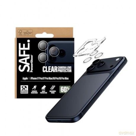 PanzerGlass - SAFE. Camera Lens Protector Transparent - iPhone 17 Pro/17 Pro Max/16 Pro/16 Pro Max