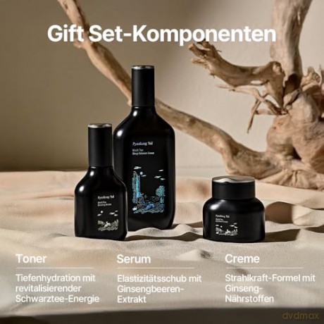 Pyunkang Yul - Black Tea Line Gift Set - Deep Infusion Toner 130 ml + Boosting Serum 45 ml + Enriched Cream 60 ml