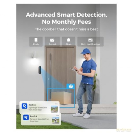 Reolink - Video Doorbell (Battery) Smart 2K Wi-Fi - Black