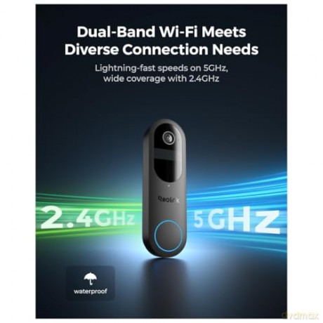 Reolink - Video Doorbell (Battery) Smart 2K Wi-Fi - Black