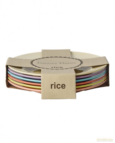 Rice - Melamine Round Dinner Plates - Glory Days Colors - 6 Pack