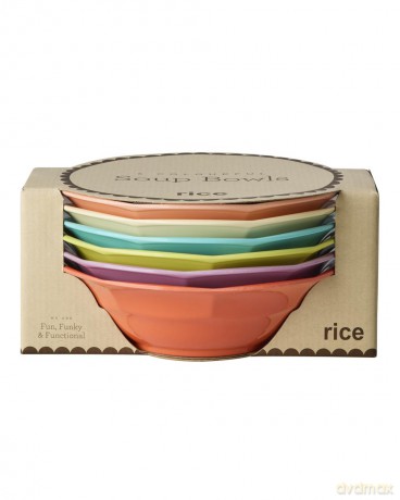 Rice - Melamine Soup Bowl - Assorted Glory Days Colors - 400 ml - 6 Pack