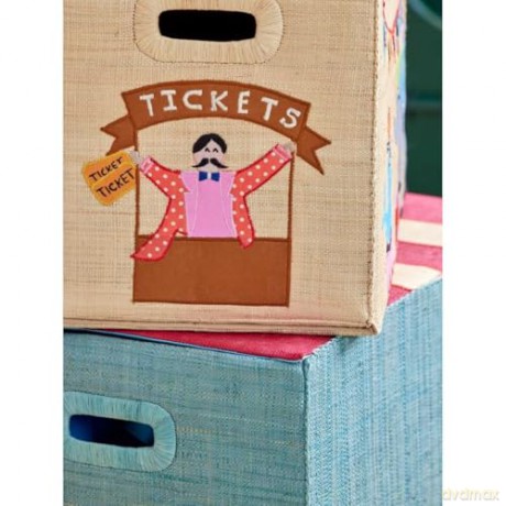 Rice - Raffia Storage Box with Circus Theme - Large