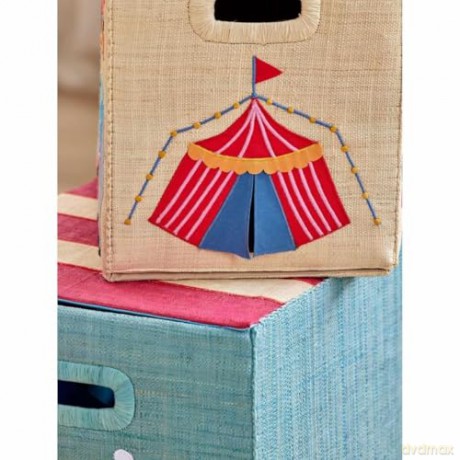 Rice - Raffia Storage Box with Circus Theme - Large