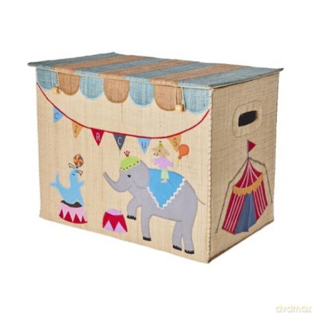 Rice - Raffia Storage Box with Circus Theme - Large