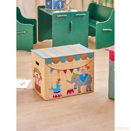 Rice - Raffia Storage Box with Circus Theme - Large