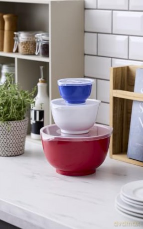 Rosti - Margrethe Mixing Bowl French Set - 6 Pieces - 0.25 + 0.75 + 3 Litres - Red, White, Blue