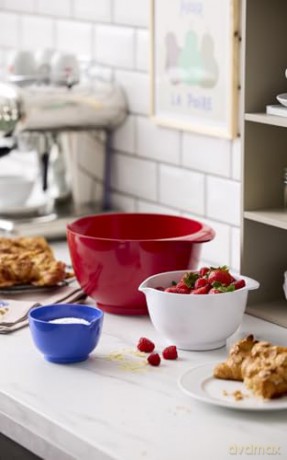 Rosti - Margrethe Mixing Bowl French Set - 6 Pieces - 0.25 + 0.75 + 3 Litres - Red, White, Blue