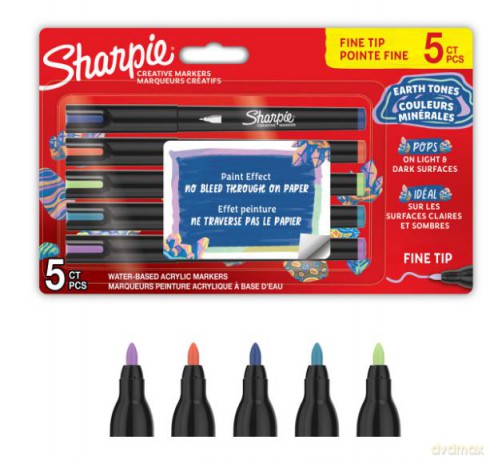 Sharpie - Creative Acrylic 5âBlister - Earth Tones - Fine Tip (2212828)