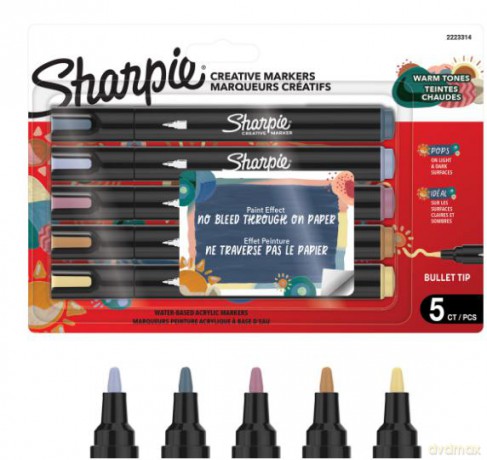 Sharpie - Creative Acrylic 5âBlister - Warm Tones - Bullet Tip (2223314)