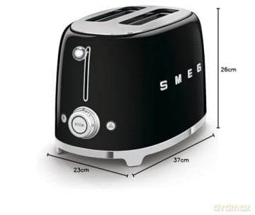 SMEG 2 Slice Toaster BlackÂ - TSF01BLEU