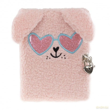 Tinka - Diary Plush Dog Pink w/Glasses