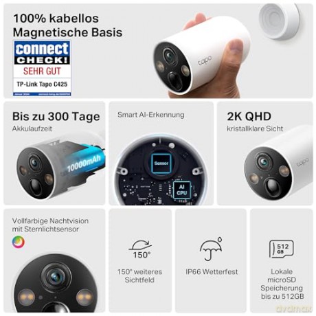 TP-Link - Tapo C425 (2-pack) Smart Wire-Free Security Camera