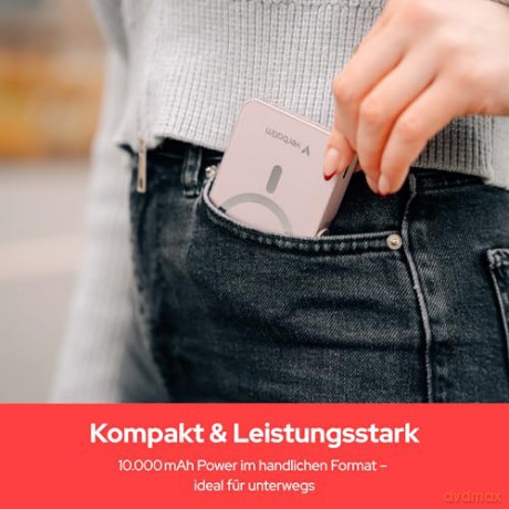 Verbatim - Charge 'n' Go Magnetic Wireless Power Bank with stand - 10000 mAh