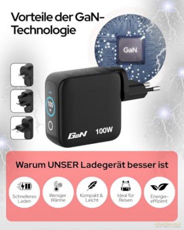 Verbatim - Mini GaN Charger 3-port 100W with Display