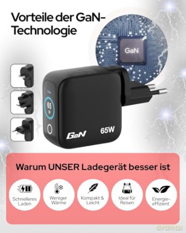 Verbatim - Mini GaN Charger 3-port 65W with Display