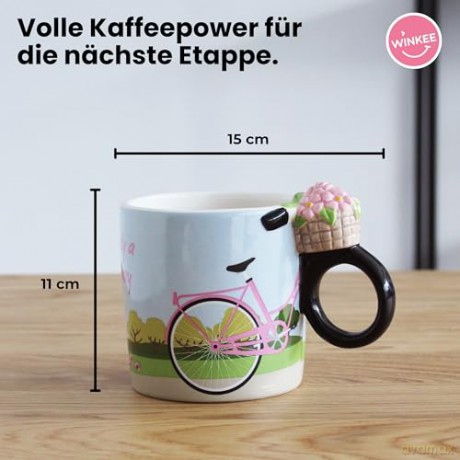 Winkee - City Bike Mug - Pink, Blue, Green
