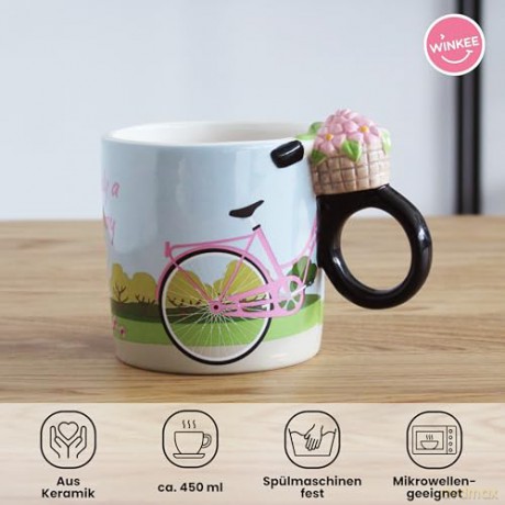 Winkee - City Bike Mug - Pink, Blue, Green
