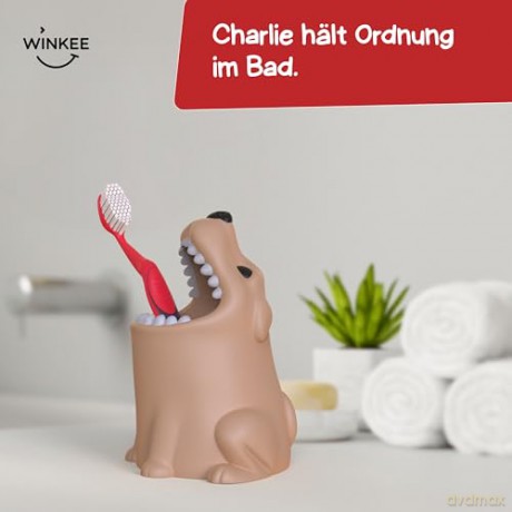 Winkee - Toothbrush Holder - Dog - Beige - Compact