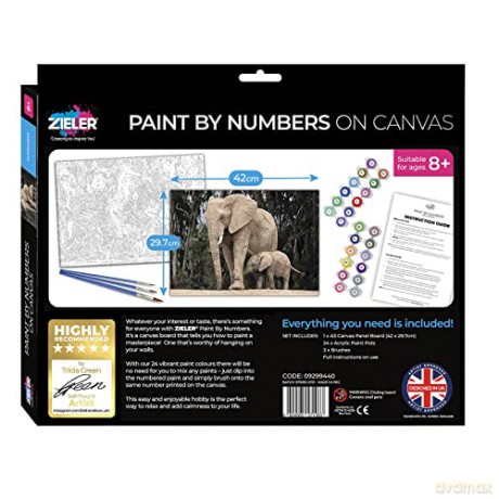 Zieler - Acrylic A3 - Paint By Numbers - Elephants (609299440)