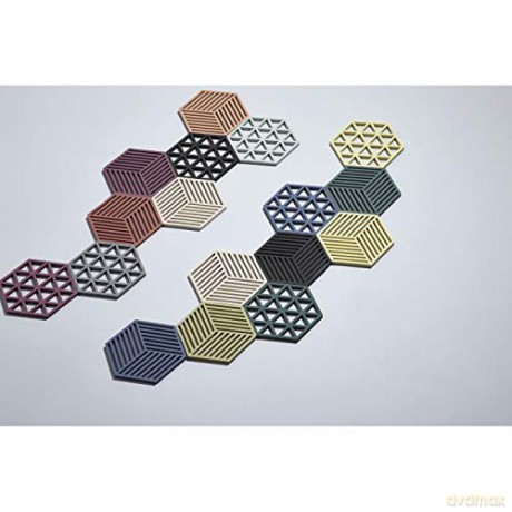 Zone Denmark - Hexagon Trivets - 3 Pieces - Indigo, Fog, Olive Taupe