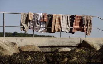 Zone Denmark - Sauna Bath Towel 140x70 cm - Taupe, Camel, Sky Blue